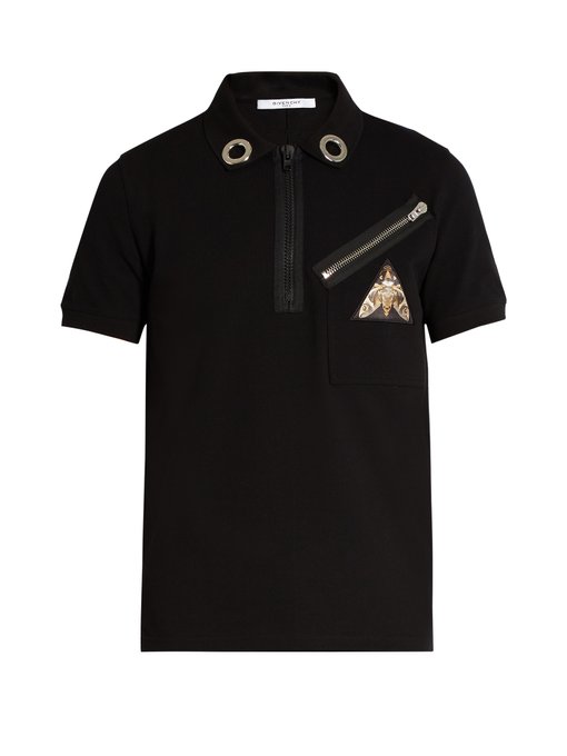 Zip-detail short-sleeved cotton-piqué polo shirt | Givenchy ...
