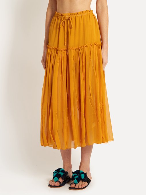 Dulce drawstring silk-chiffon midi skirt | Apiece Apart | MATCHESFASHION UK