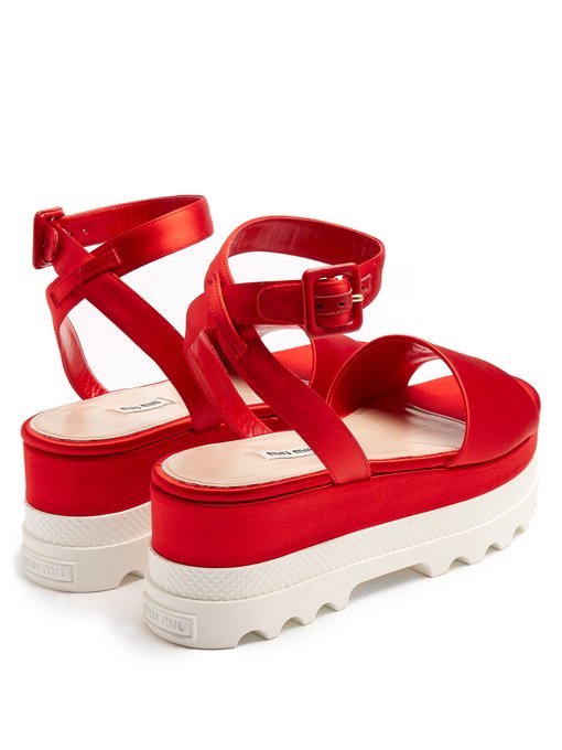 Bi-colour satin flatform sandals | Miu Miu | MATCHESFASHION UK