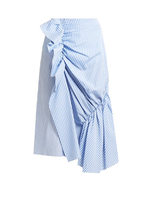 Gingham and striped cotton-poplin skirt | JW Anderson | MATCHESFASHION UK