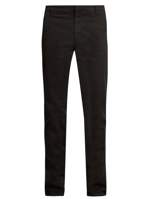 KENZO Slim-Leg Stretch-Cotton Chino Trousers, Colour: Black | ModeSens