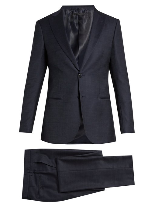 Soho peak-lapel single-breasted wool-blend suit | Giorgio Armani ...