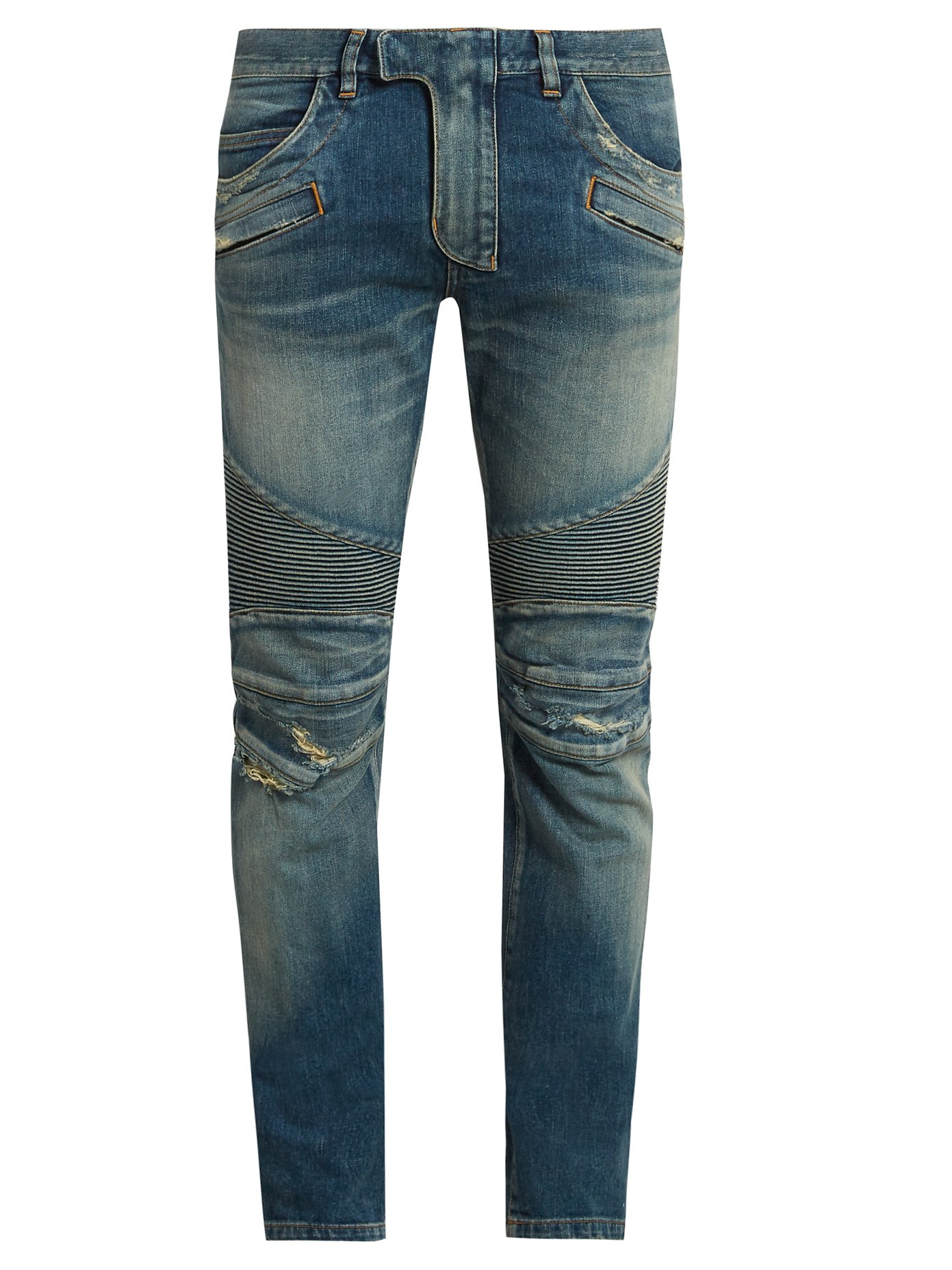 biker distressed denim jeans
