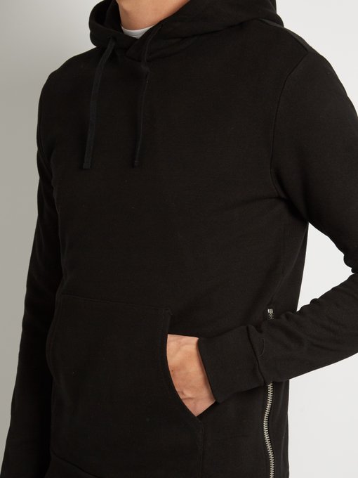 Balmain logo-appliqué cotton hoodie - Black