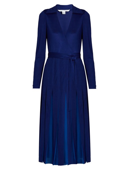 DIANE VON FURSTENBERG Stevie Colorblock Midi Wrap Dress, Azurite Blue ...