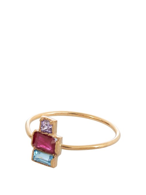 Ruby, sapphire, topaz & yellow-gold ring | Loren Stewart ...