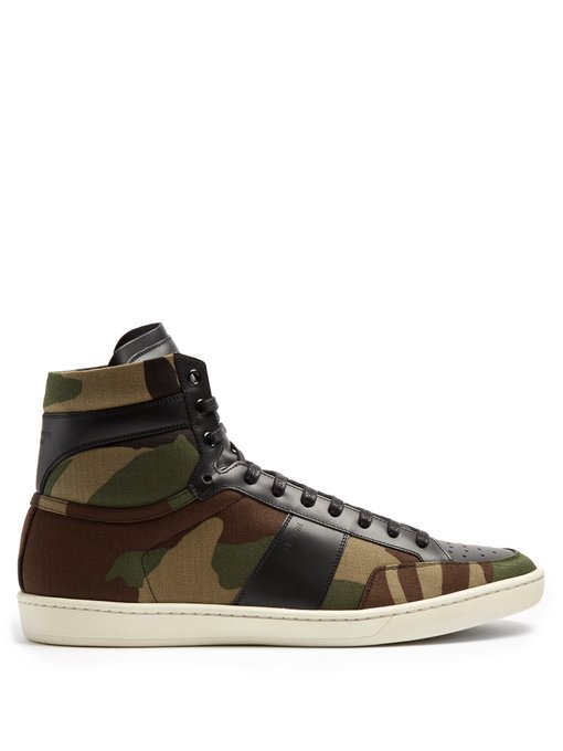 SAINT LAURENT Court Classic High-Top Leather Trainers in Multi | ModeSens