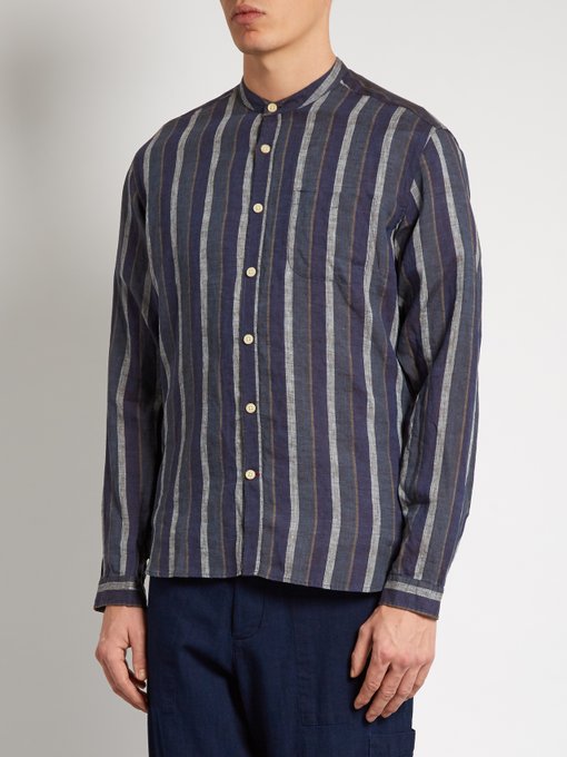Granddad-collar linen shirt | Oliver Spencer | MATCHESFASHION UK