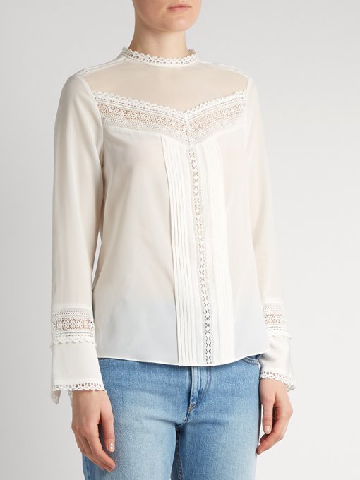 Lace-trimmed stretch-silk blouse | Rebecca Taylor | MATCHESFASHION.COM US