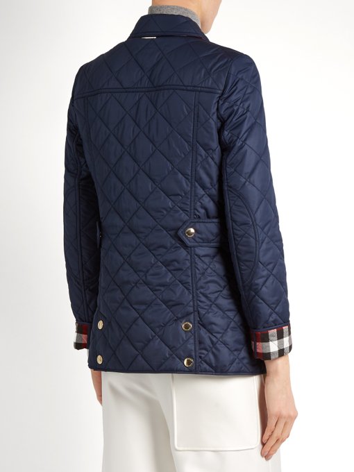 Westbridge check-collar quilted jacket 