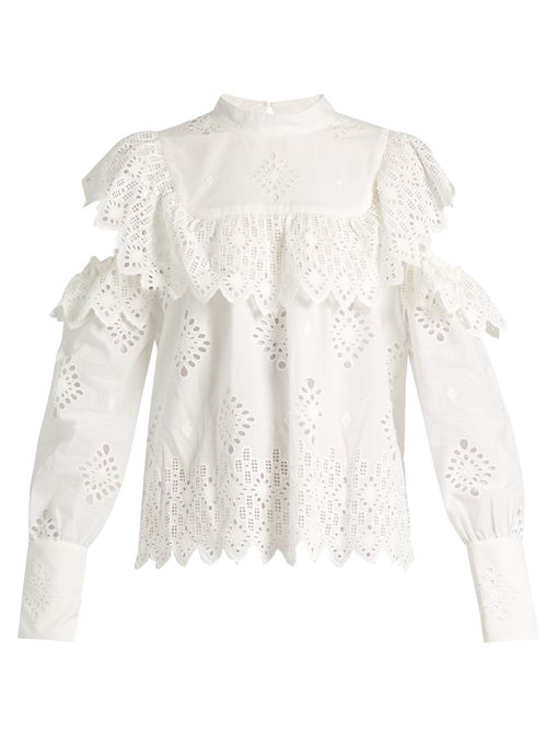 Broderie-anglaise cold-shoulder cotton top | Sea | MATCHESFASHION UK