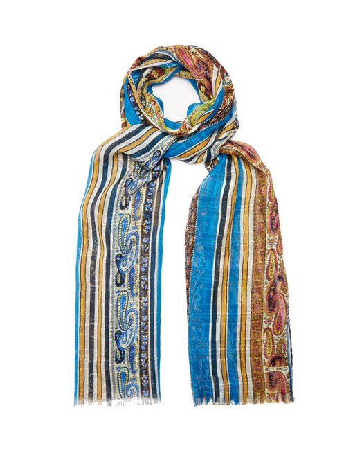 Paisley-print striped silk scarf | Etro | MATCHESFASHION UK