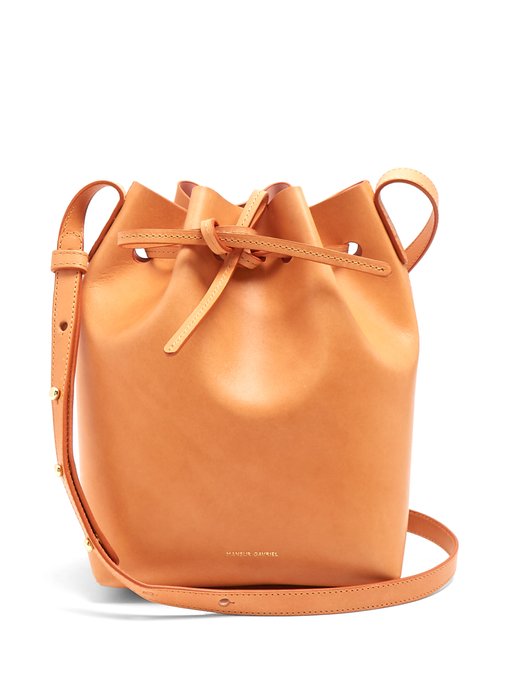 MANSUR GAVRIEL Pink-Lined Mini Leather Bucket Bag, Colour: Light-Tan ...
