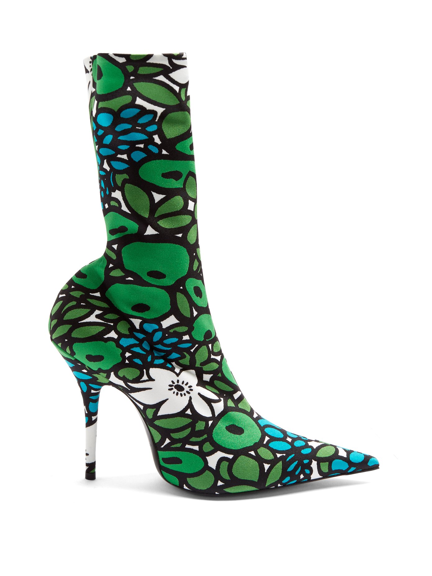 Knife floral-print jersey sock boots 