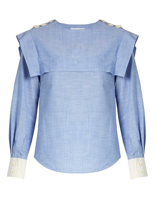 Sailor-collar cotton-chambray blouse | Chloé | MATCHESFASHION US