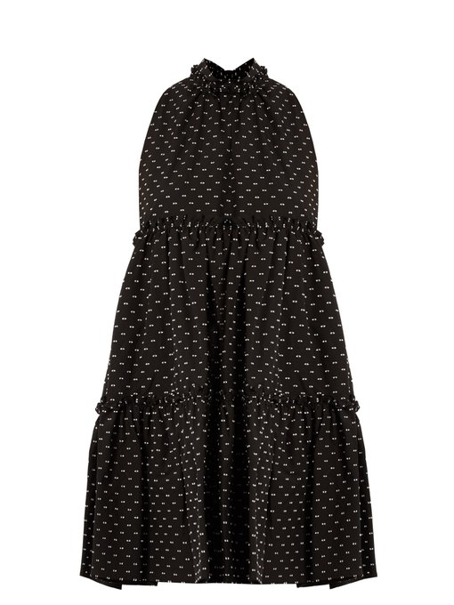 LISA MARIE FERNANDEZ Mini Ruffle-Trimmed Cotton Dress, Colour: Black ...