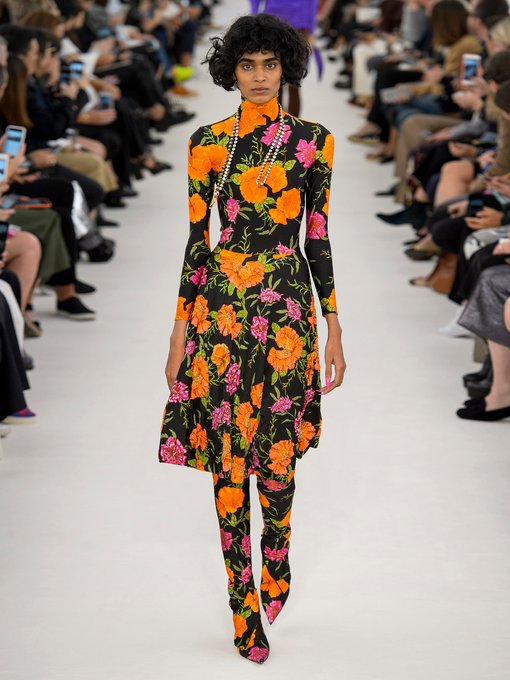 Floral-print long-sleeved dress | Balenciaga | MATCHESFASHION UK