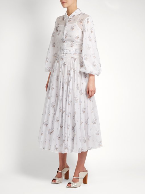 EMILIA WICKSTEAD Anel Floral-Print Cotton-Voile Midi Dress in Colour ...