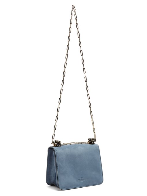 Panther-embellished small suede shoulder bag | Valentino Garavani ...