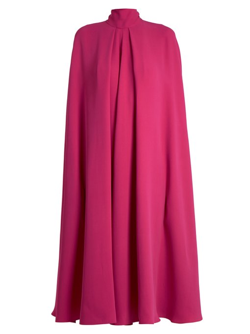 Tie-neck silk-crepe cape dress | Valentino | MATCHESFASHION US