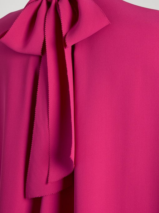 Tie-neck silk-crepe cape dress | Valentino | MATCHESFASHION US