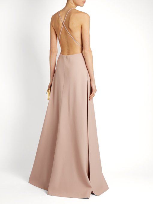 Deep V-neck wool and silk-blend gown | Valentino | MATCHESFASHION.COM US