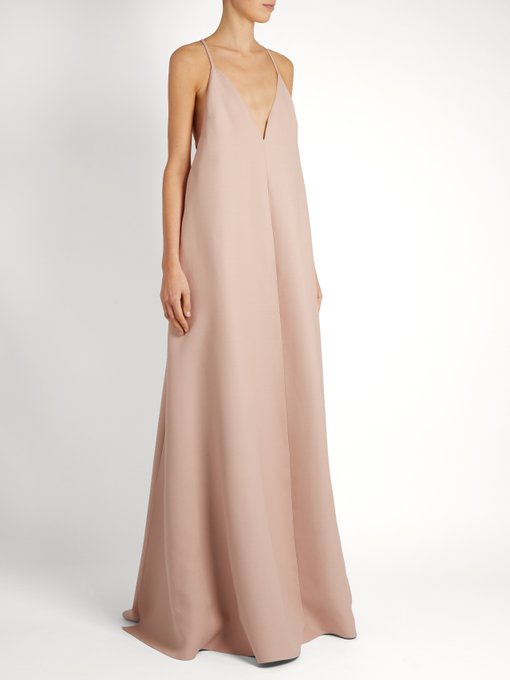 Deep V-neck wool and silk-blend gown | Valentino | MATCHESFASHION US