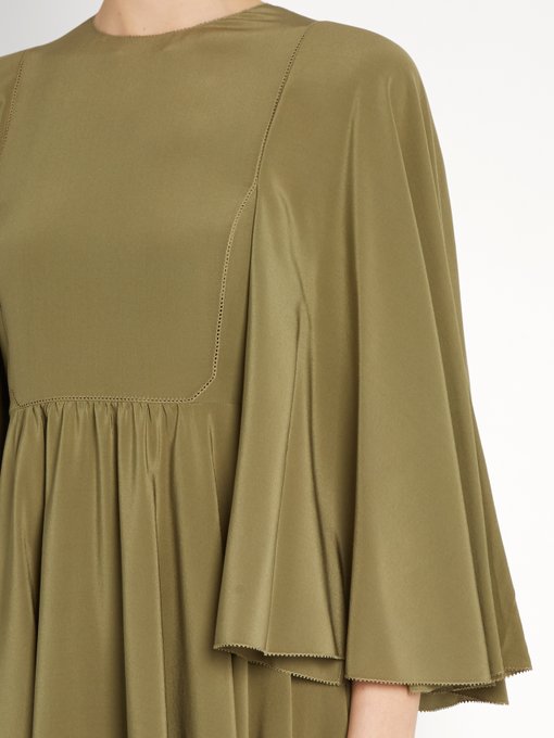 Cape-sleeve silk crepe de Chine dress | Valentino | MATCHESFASHION US