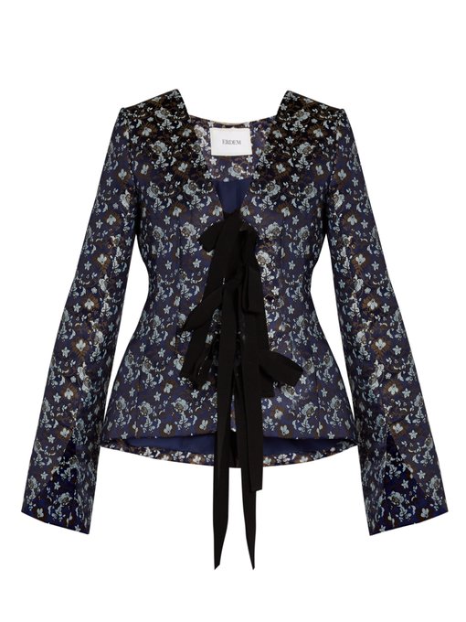 Mila tie-front floral-jacquard jacket | Erdem | MATCHESFASHION UK