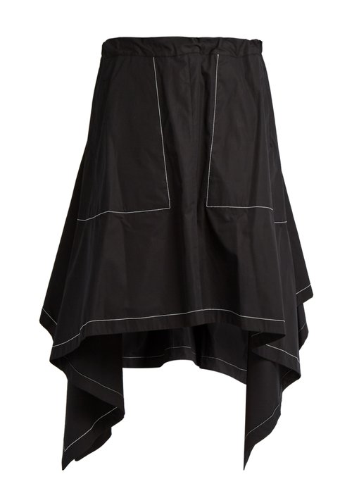 Asymmetric-hem draped cotton-poplin skirt | JW Anderson | MATCHESFASHION US