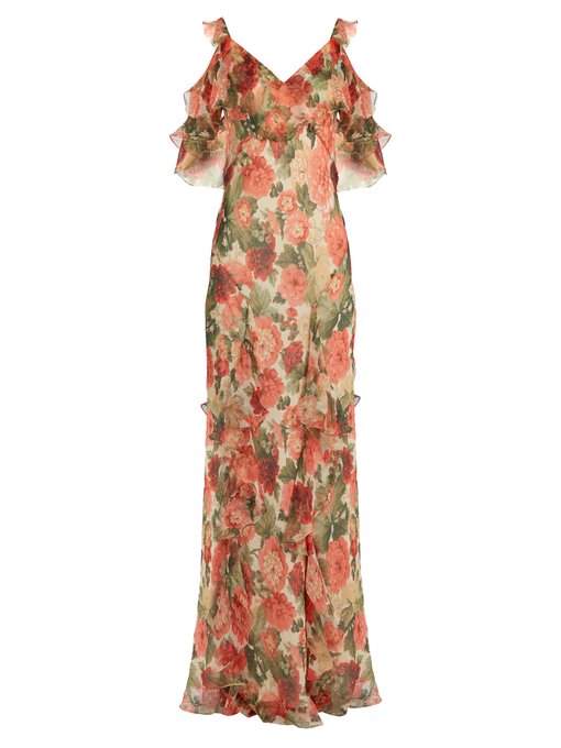 Ladonna carnation-print silk-crepon gown | Vilshenko | MATCHESFASHION UK