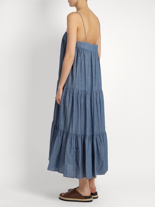 APIECE APART Tangiers Sleeveless Cotton-Chambray Dress in Denim | ModeSens