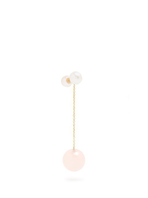 Pearl, rose-chalcedony & gold single earring | Delfina Delettrez ...