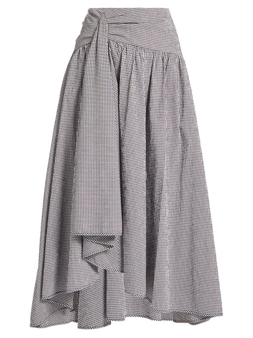 Asymmetric-hem gingham stretch-cotton skirt | Rosie Assoulin ...