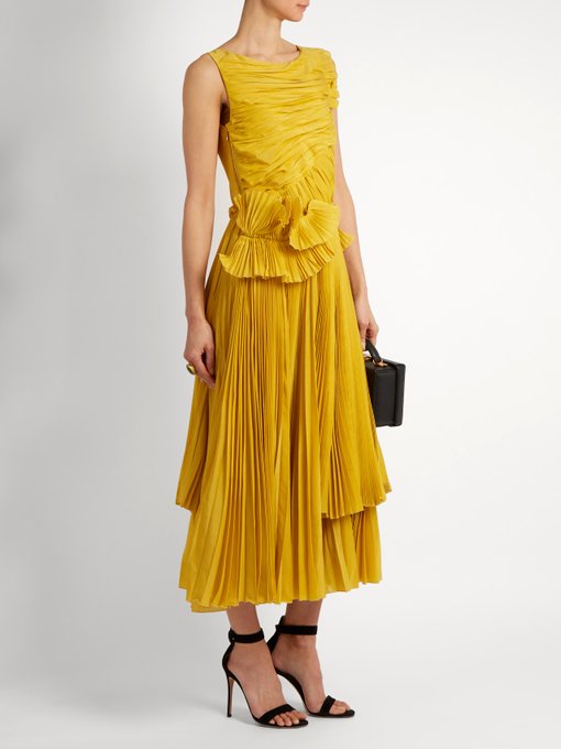 Pleated cotton and silk-blend dress | Rochas | MATCHESFASHION UK