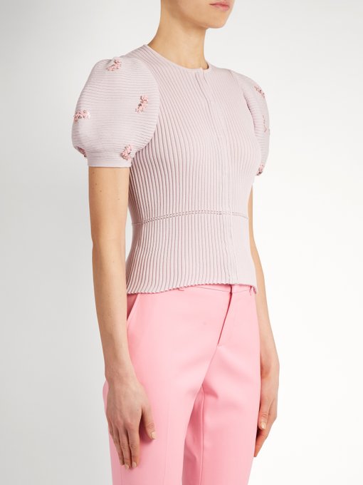 Embellished ribbed-knit cotton cardigan | Giambattista Valli ...