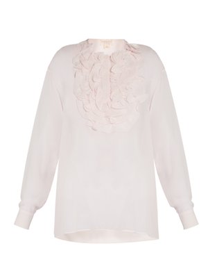 Ruffle-trimmed silk-georgette blouse | Giambattista Valli ...