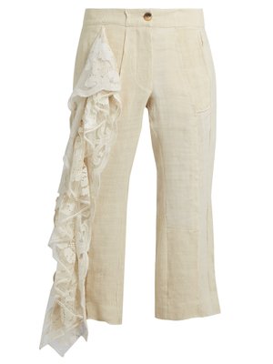 19th-century lace-panel linen cropped trousers | By Walid ...