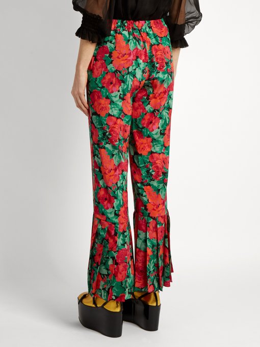 Floral-print pleated-hem silk trousers | Gucci | MATCHESFASHION UK