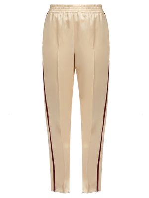 Web-striped duchess-satin trousers | Gucci | MATCHESFASHION.COM US