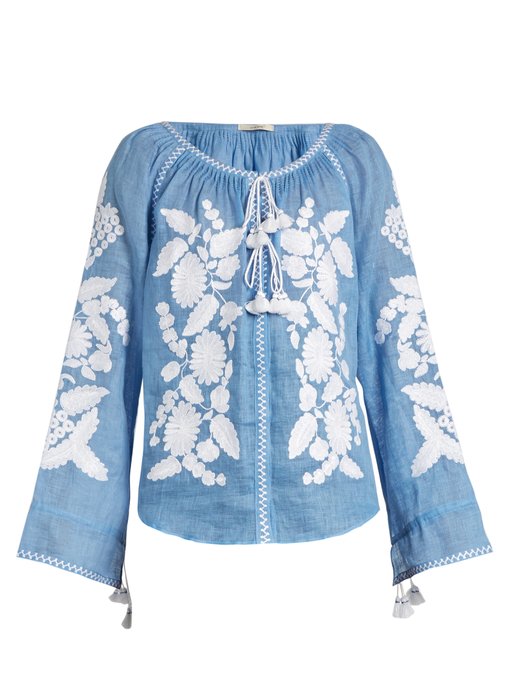 Grapevine embroidered linen blouse | Vita Kin | MATCHESFASHION US