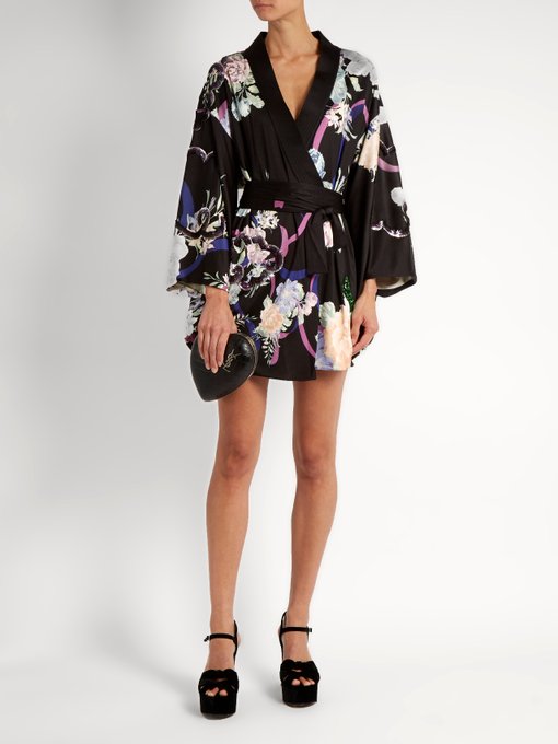 Floral-print sequin-embellished satin wrap dress | Marc Jacobs ...