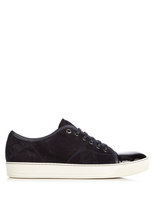 Low-top suede and leather trainers 