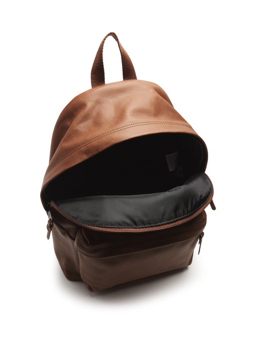 eastpak leather backpack