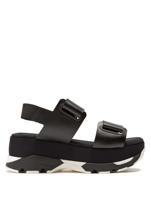 MARNI Velcro-Strap Leather Slingback Platform Sandals, Colour: Black ...