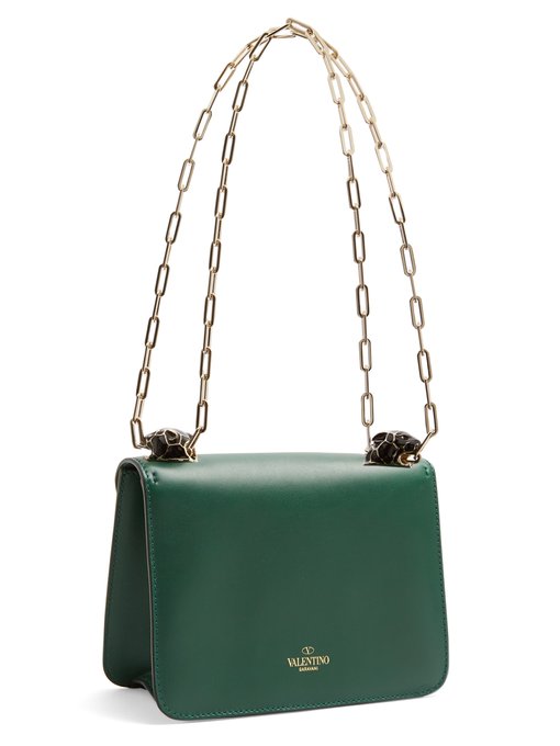 Panther-embellished small leather shoulder bag | Valentino Garavani ...