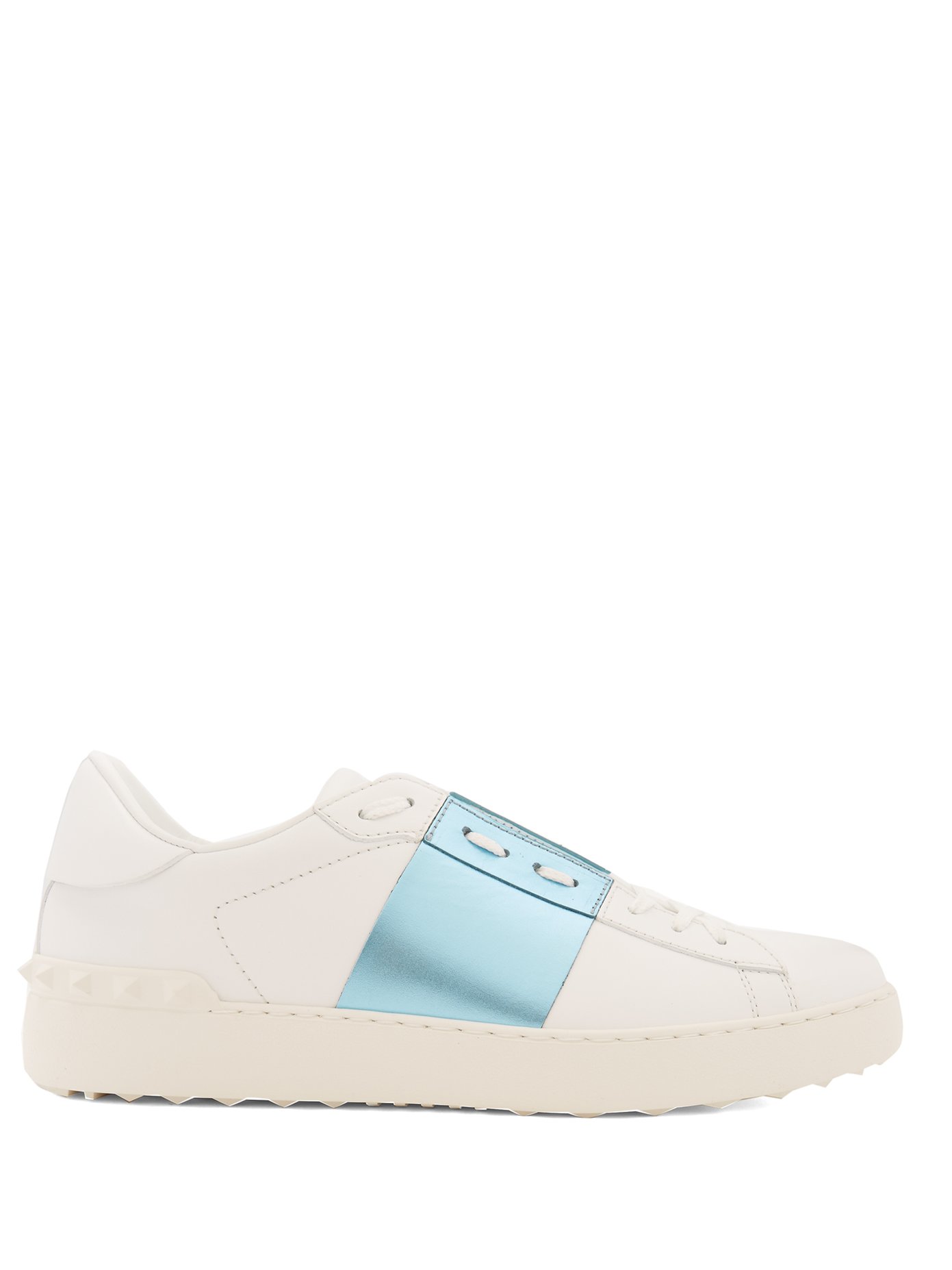 Colour-block leather low-top trainers 