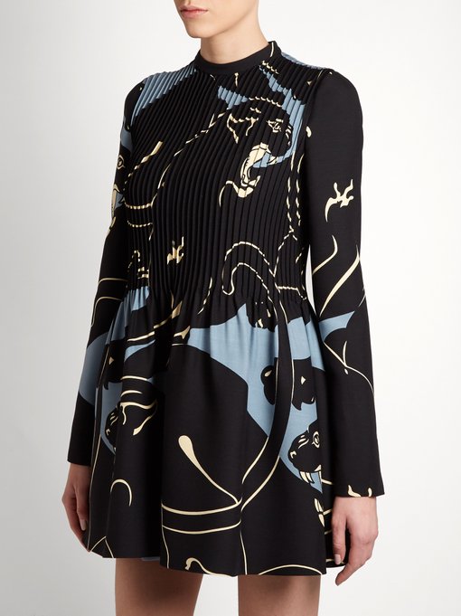 Panther-print pintucked mini dress | Valentino | MATCHESFASHION UK