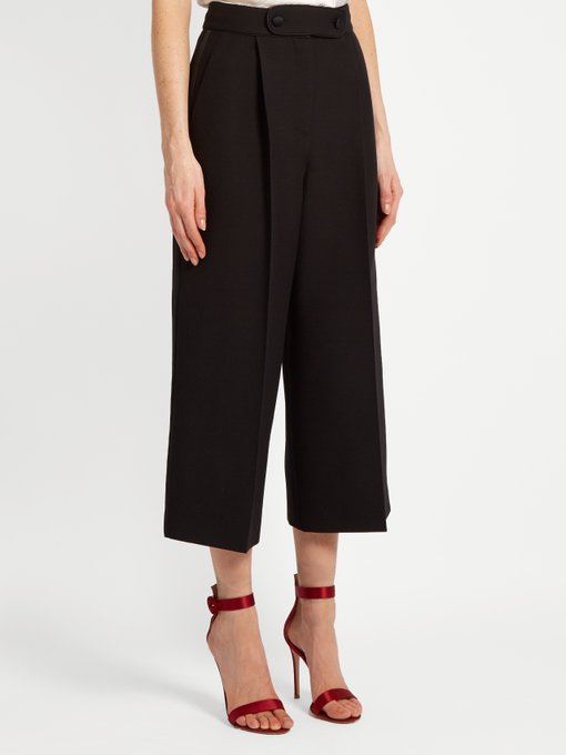 High-rise wide-leg wool and silk-blend culottes | Valentino ...