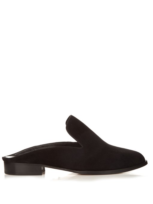 suede backless loafers